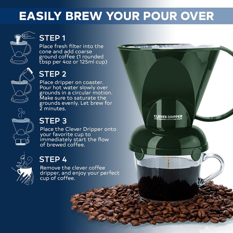 Clever Coffee Dripper and Filters, Large 18 oz| Barista's Choice|