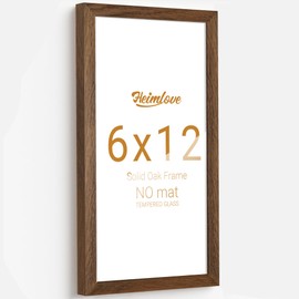 Heimlove 6x12 Picture Frame Oak Wood,High End 6x12 Frames for Wall Mounting Horizontally or Vertically,6 x 12 Wall Gallery Poster Photo Frame with No Mat,Tempered Glass,Walnut Color