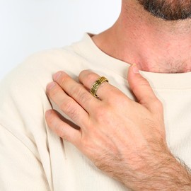 TGNEL 6mm Celtic Knot Ring Women Men Wedding Ring Always with You, Unique 2 Parts Titanium Steel Openwork Celtic Promise Engagomise Engagement Ring Comfort Fit Size 7 Gold