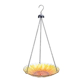 MUMTOP Hanging Bird Bath Outdoor Glass Bird Baths Sunflower Bird Feeder with Water Ripple Rim 11 Inch for Garden Yard Patio Decor