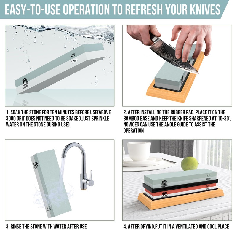 Complete Knife Sharpening Stone Kit - Goodjob Premium Whetstone Knife
