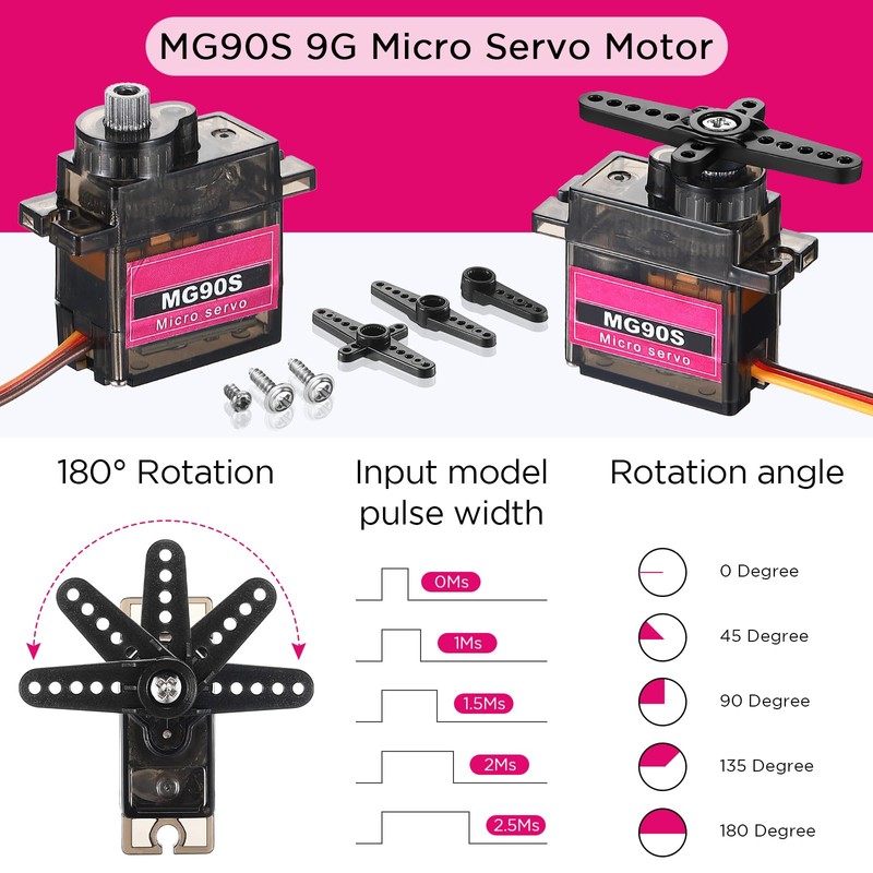 Hanaive 16 Pcs Mini MG90s 9g Micro Servo Motor RC