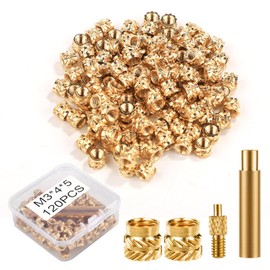 120pcs 3D Printing Brass Nuts, M3x4x5mm Threaded Inserts Heat Set Insert Tip for M3 & 1 Welding Adapter Heat Embedment Nut Printing Accessories Compatible with Weller SP40NUS and T18 Irons