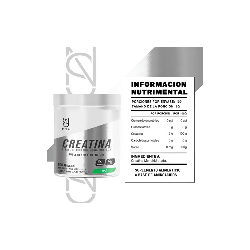 Creatina Monohidratada En Polvo Psn 500g 100 Servicios