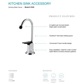 Laguna Brass 2520CP Single Handle Drinking Water Faucet Chrome Finish