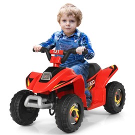 FFlyer 6V Ride On ATV, 4-Wheeled Beach Ride on Car, Battery Powered Kids ATV w/ 2 Speeds, Forward/ Reverse Switch, Anti-Slip Wheels, Motorized Ride On Toy, Mini Quad ATV for Toddlers (Red)