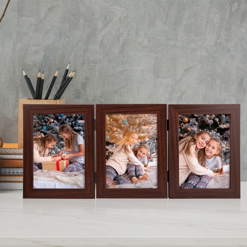 Frametory, 3 Picture Frames 5x7 Trifold Photo Frames Collage -