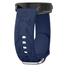 AK Flower Engraved Band for Garmin Vivoactive 5 / Vivoactive 3 Watch Band, Venu 2 Plus / Sq / Venu Watch Bands Women Men, Soft Replacement Strap for Garmin Vivomove Sport, Vivoactive 3 Music, Forerunner 645 / 245 Music (Navy Blue)