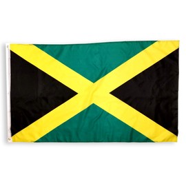 High Supply 3x5 Foot Jamaica Flag with Two Brass Grommets and Double Stitched Edges, Jamaican Flag 3x5 Foot Black, Green, and Yellow Flag