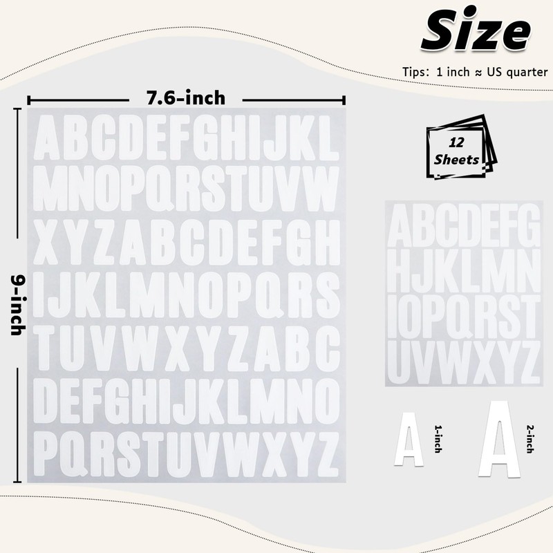 1 Inch 2 Inch Letter Sticker Self-Adhesive Alphabet Stickers