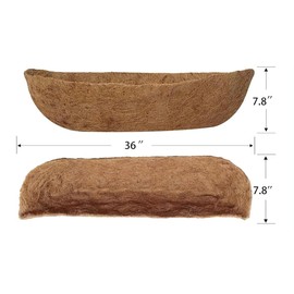 HUNIKC Coco Liners for Planters Pre-Formed Replacement Coco Liner for Railing fDeck Basket Trough Coco Liner,Wall Planter Replacement Liners for Window Box (36 Inch / 2 Pcs)