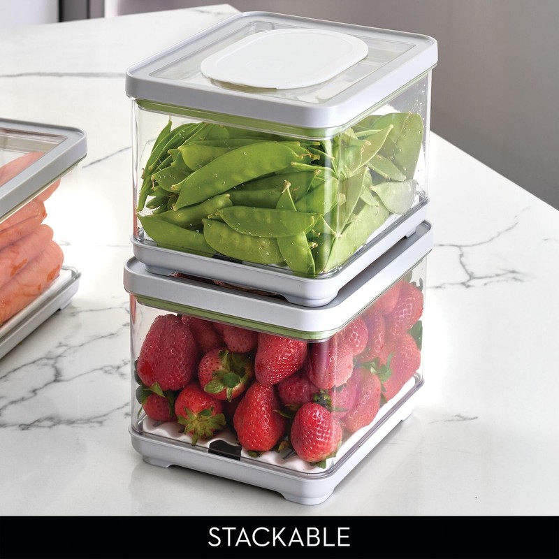 iDesign Small Fridge Produce Bin with Removable Drainage Tray and