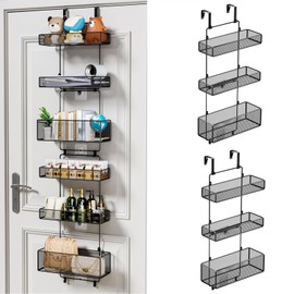 HapiRm Over Door Organizer Storage - Separable Door Organizer Hanging with 6 Metal Large Capacity Baskets for Bathroom Bedroom Kitchen Pantry Closet (Black)