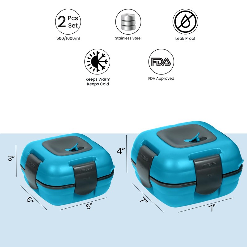 Pinnacle Inulated Leak Proof Lunch Box for Kids/Adults - Stainless