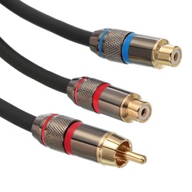 PATIKIL RCA Y Splitter Cable 1.6Ft / 0.5M, RCA Male to Dual RCA Female Connector, RCA Splitter Stereo Y Adapter for MP3, Subwoofer, Speakers, CD Player Gold/Black