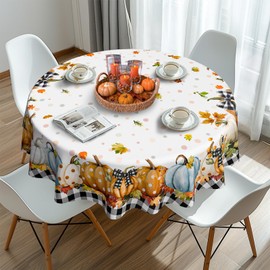 bnhjsdw Fall Pumpkin Tablecloth Thanksgiving Autumn Buffalo Plaid Table Cloth 60"x60", Waterproof and Reusable Table Cover for Fall Harvest Party Decoration