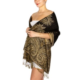 SERENITA Pashmina Scarf for Women Large Cashmere feel Big Paisley Rave Shawl Wraps, Soft Scarves Travel Accessories