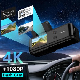 Dash Cam Front and Rear, 4K + 1080P Dual Dash Camera for Cars with Free 64GB Card, 5GHz WiFi, 360° Swivel Rear Camera, App Control, WDR, G-Sensor, Night Vision, Loop Recording, Parking Mode