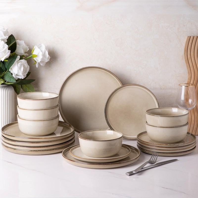 GBHOME Ceramic Dinnerware Sets for 4, 12 Pieces Stoneware Plates