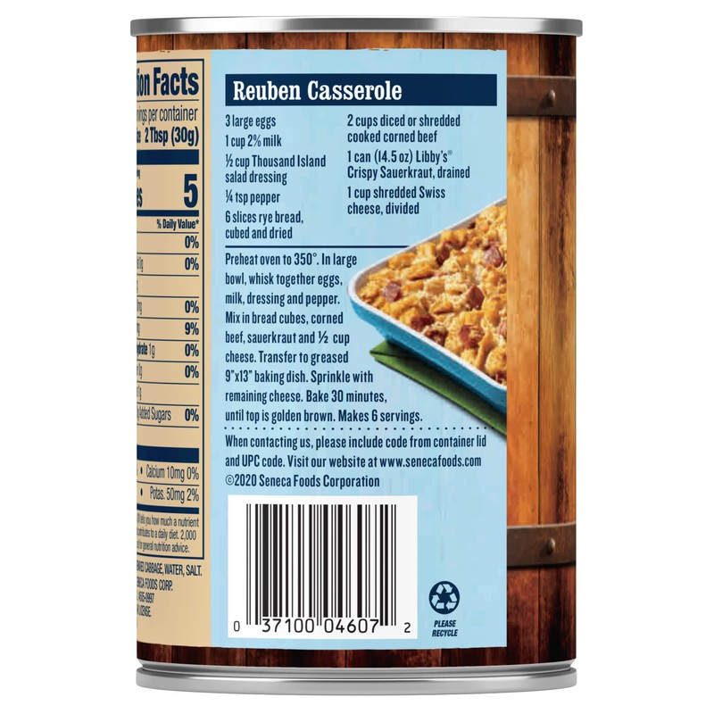 Libby's Crispy Sauerkraut | Classic Barrel Aged Tangy-Sour Taste |