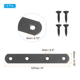PATIKIL Stainless Steel Corner Braces 5 x 0.79 Inch,8 Pieces L Bracket Joint Right Angle Support Bracket L Shaped Corner Fasteners with Screws for Shelves, Black
