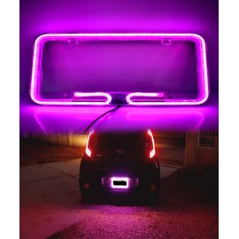 12V Universal Purple Car Truck Neon License Plate Frame Front Rear Tag Cover