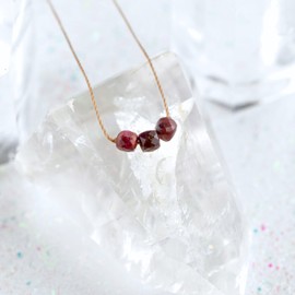 SoulKu Handcrafted Birthstone Necklace, Empowerment Jewelry, Birthday Jewelry For Women, Mom & Sister Gifts, 2" Extender With Lobster Clasp, 16" Nylon Cord, (Genuine Ruby, July)