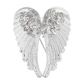 Angel Wing Brooch Pins, Crystal Delicate Elegant Plating Hairpin, Clothing Accessories for Men and Women Vintage Rhinestone Brooches Pins Silver