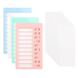 Portable Chore Chart for Kids with 20 Blank Cardstocks, RV Checklist, Plastic Memo Boards with Sliders, Detachable Message Board(Pink)
