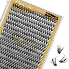 Quewel Individual Eyelashes, 320 Pieces, Individual Eyelashes for Eye Make-up, 40D 0.07 C Curl, Mix 12–18 mm, Artificial Eyelashes, DIY Cluster Eyelashes, Reusable Eyelash Clusters (40D-C-12-18)
