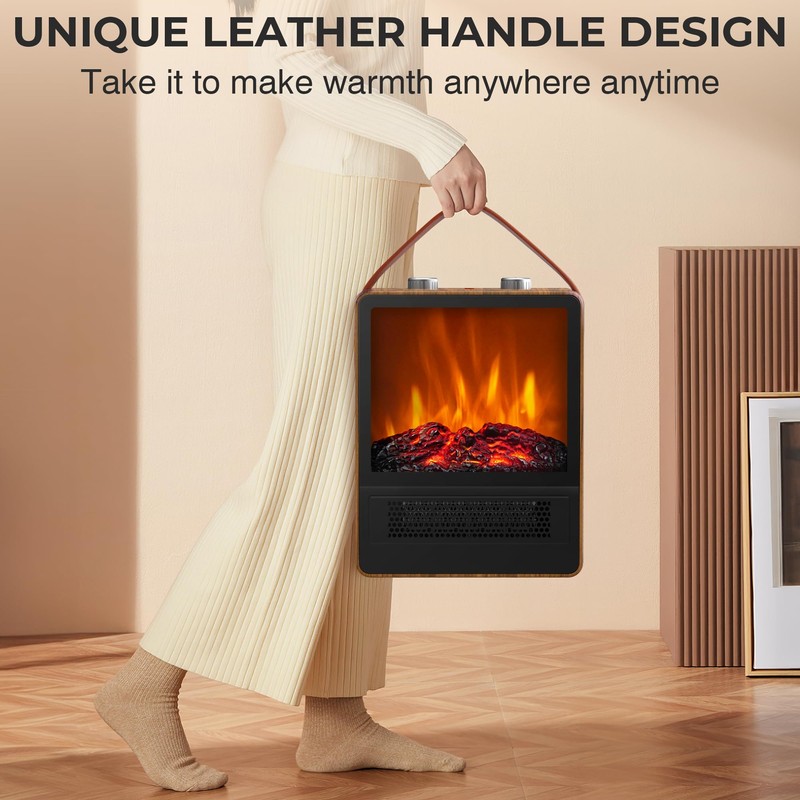 Electric Fireplace Heater for Indoor Use, 1500W/750W Space Heater Fireplace