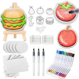 DASKING - Kit De Pintura De Textura De Espuma Mágica 55PCS, Pintura de Textura de Espuma 3D, Imágenes Mágicas de Esponja, Papel de Dibujo en Blanco