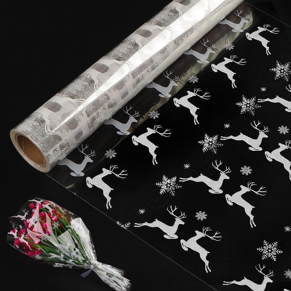 Double Folded Cellophane Wrap Roll, 70CMx20M Clear Cellophane Wrapping Paper