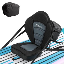 UPWELL Thickened Kayak Seat, Paddle Board Seat with Back Support for Kayak, Canoe, Sup kayak accessories, Black/Grey