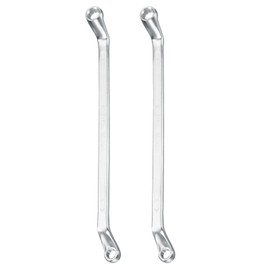 HARFINGTON 2pcs Offset Extra Long Box End Wrench 6 x 7 mm Metric 12 Point 75 Degree Offset Double End Box Ratcheting Wrench CR-V Polished Long Spanner Tools
