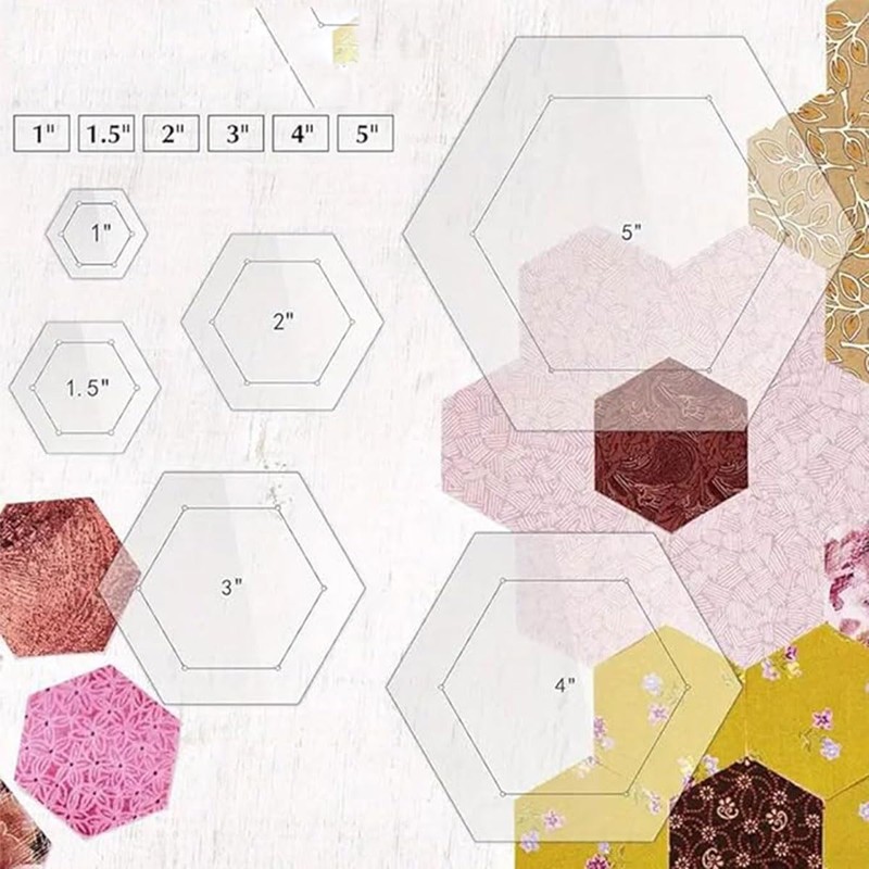 Laroal 6 Pcs Hexagon Quilting Templates Acrylic Hexagon Templates For