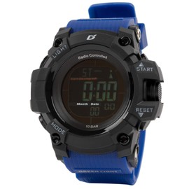 Arias ADWW18107RCSOL-02 Men's Wristwatch, Radio Solar, Digital Dash, Waterproof, Multi-functional, Backlight, Inverted LCD, Urethane Strap, Blue, blue, Wristwatch, digital, radio wave solar, stylish