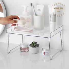 Gorso Foldable Clear Acrylic Shelf Vanity Table Kitchen Organization / 고르소 접이식 투명 아크릴 선반 화장대 주방 정리