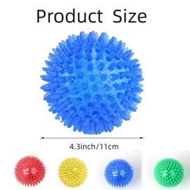 4 Pcs Dog Toy Balls for Medium Large Dogs, 4.3”/11cm Dog Chew Toys for Teething Spiky Dog Balls for Aggressive Chewers Durable Dog Toys for Teeth Cleaning and Training