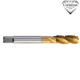 Corintian HSS TiN Spiral Tap - Form C, RSP 35°, Diameter M2-M24, Machine Tap with TiN Coating for Blind Hole and Internal Thread
