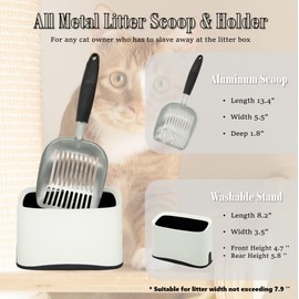 Epargnaro Heavy Duty Cat Litter Scoop with Holder - All Metal Cat Litter Scooper with Holder - Speed Sifter Litter Box Scooper Captures All Clumps - Aluminum Cats Littter Scooper and Caddy