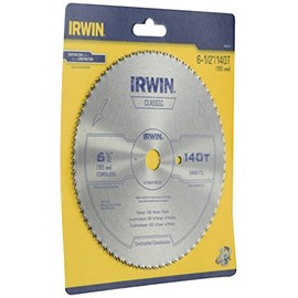 Irwin Tools Irwin 11820ZR 6-1/2-Inch 140 Tooth TFG Plastic, Plywood, and Veneer Cutting Saw Blade with 5/8-Inch Arbor