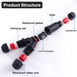 Danfetsoy Waterproof Junction Box Cable Connector,Outdoor Waterprrof Junction Box Connector,IP68 Waterproof Cable Connector 3-Channel 3-Poles Y1-3 core 8-12mm