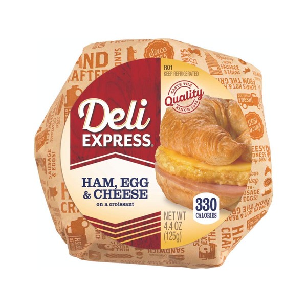 Deli Express Hot To Go Ham and Cheese Egg Croissant, 4.4 Ounce -- 10 per case.