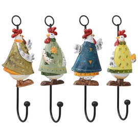 GDYOOSHOW Sunflower Resin Iron Hooks Chrysanthemum Flower Hooks for Garden Fence Door Wall Bedroom Children's Room 4 Colors (Cock Hook 4pcs)