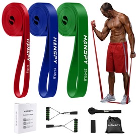 HANSPY Resistance Bands Set 3 Levels Exercise Fitness band for Working Out Pull Up Bands for Men & Women Strength Training, Home Gym Exercise, Physical Therapy, Yoga with Anchor, Handles, Bag
