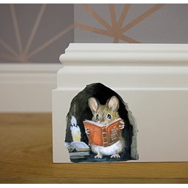 2 Stickers Mouse Reading Book in Wall 3D Sticker Decal Funny 2 Pack by Lumiere Tech