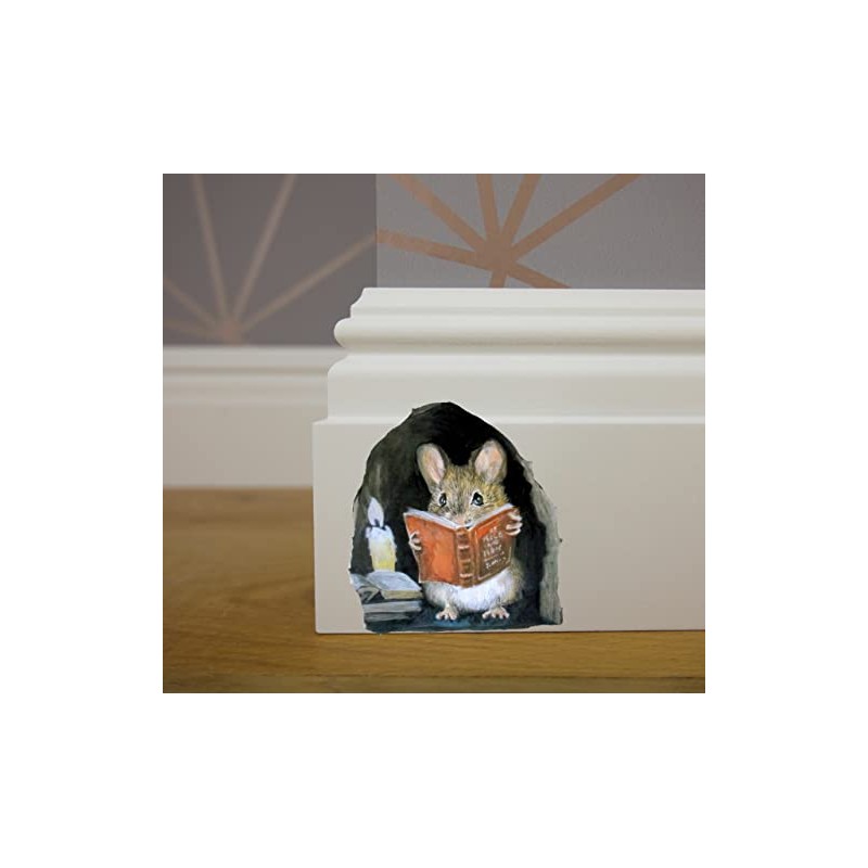 2 Stickers Mouse Reading Book in Wall 3D Sticker Decal