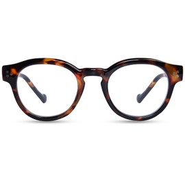 ZESAKER Reading Glasses for Women Men, Retro Round Frame Blue Light Blocking Readers, Stylish Computer Eyewear Readers with Spring Hinges, Anti UV/Anti Glare (Brown Tortoise, 3.0)