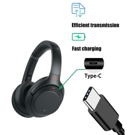VOTY Type C Charging Cord for Jabra Elite 75t Elite 85t 85h Elite Active 75t,Sony WH-1000XM3 Headphone,Skullcandy Indy Evo,Push Ultra,Sesh Evo,Indy Fuel True,ANC Hesh Evo Earbuds,USB Charger Cable